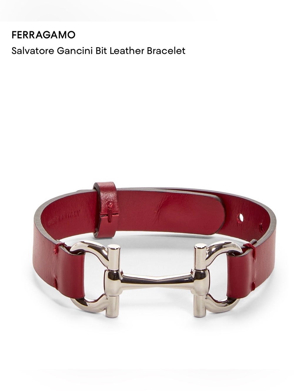 NWT FERRAGAMO Salvatore Gancini Bit Leather Bracelet